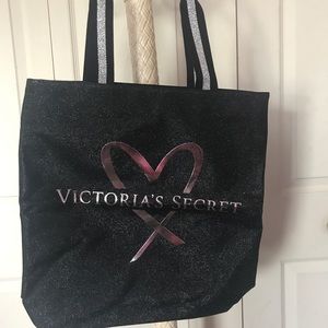 New Victoria secret black glitter tote w/ pocket